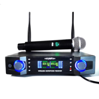 Professional Wireless Microphone Handheld UHF Frequencies Dynamic Capsule 2 Channels Wireless Microphone For Karaoke System