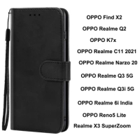 PU Leather Phone Case For OPPO Find X2/ Reno5 Lite/ K7x/ Realme 6i India/ Realme Q2 C11 2021 Narzo 20 Q3 5G Q3i 5G X3 SuperZoom