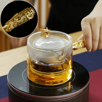 紫銅玻璃煮茶壺側把金色小青柑白茶泡茶器高溫耐熱單壺電陶爐專用