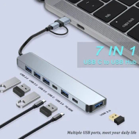 7 IN 1 USB C HUB Type C Splitter Thunderbolt 3 Docking Station Laptop Adapter With For Macbook Air M1 iPad Pro RJ45 HDMI