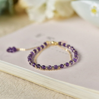 天然紫水晶仙女氣質紫色手環串腕鏈超閃設切面計感 閨蜜手鏈禮物