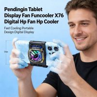Funcooler X76 Kipas Cooler HP & Tablet - 3 Kecepatan Turbo, Portabel, Tampilan Digital, USB Type-C,