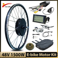 1500W Powerful Ebike Kit Brushless Gearless Rear Motor Wheel 6s Freewheel SW900 Display Waterproof Electric Bike Conversion Kit