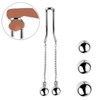 Stainless Steel Ball Stretcher Scrotum Ball Clip Weight CB Cock Ring Enlargement Pull Exercise Testicle Sex Toy Adult Products