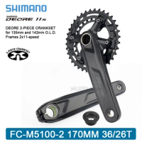 Shimano Deore M5100 170MM Crankset 2X11S MTB Bike Bicycle Crankset 64/96BCD 36-26T Crank and bearing BB52/MT500 2X11V Crankset