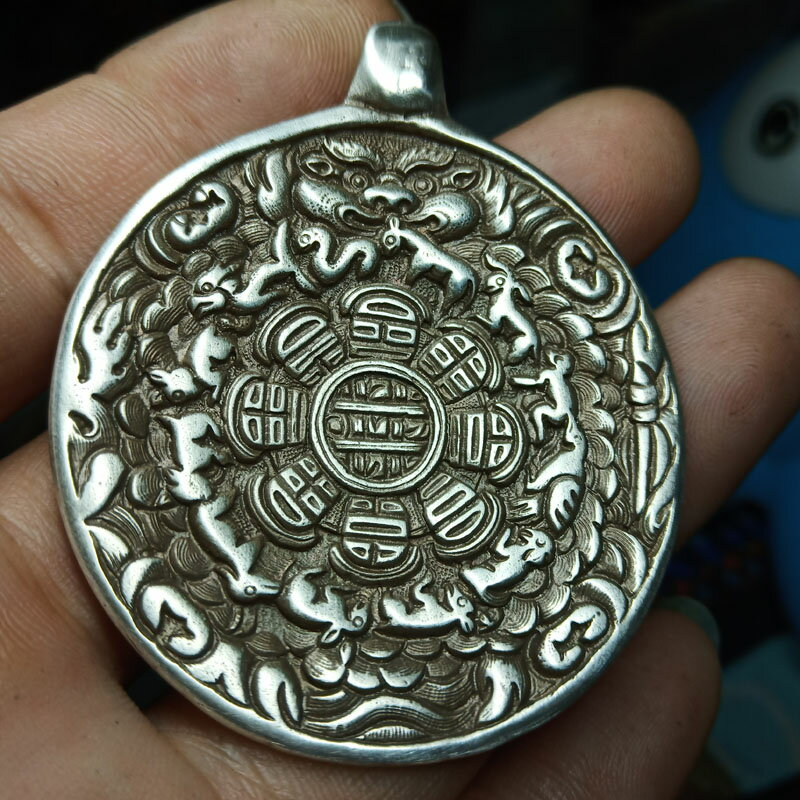 中国　古銅宣徳銅　龍波文　双耳瓶　D　R4706