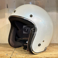 หมวกกันน็อคคลาสสิค เปิดหน้า รุ่น LX450 สีขาวมุก คิ้วโคเมี่ยม ถอดซัก เลือกไซส์ได้