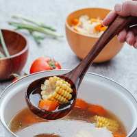 長柄大木勺泰國柚木大湯勺日式原木舀粥稀飯勺子盛湯勺實木盛油勺