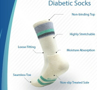 甲殼素抗菌防臭機能型中筒襪 (糖尿病足保護器-米白條紋)