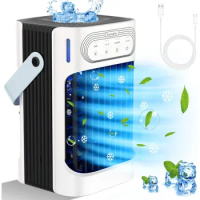 Portable Air Conditioners, Evaporative Air Cooler [10W] 3 in 1, 3 Wind Speed &amp; 7 LED Light, 3 Cool Mist &amp; 2-8H Timer Cold AC