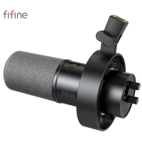 ไมโครโฟนไดนามิก, FIFINE, USB/XLR, พร้อมเมาท์ช็อต, ปิดเสียงแบบสัมผัส, แจ็คหูฟังและการควบคุมระดับเสียง