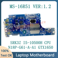 Mainboard MS-16R51 VER:1.2 With SRK3Z I5-10500H CPU For MSI MS-16R5 1Laptop Motherboard N18P-G61-A-A