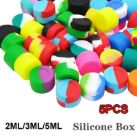 5PCS Silicone Container 2ML 3ML 5ML Jar Storage Box Mix Colors Nonstick Concentrate Containers Jars Oil Wax Case