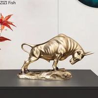 Golden Bullfight Statue Resin Crafts Desk Decoration Bull Sculpture Simulated Aniaml Ornaments Room Aesthetics Furnishings