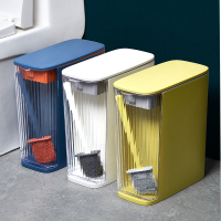 垃圾桶 衛生間垃圾桶夾縫帶蓋廁所家用輕奢窄型馬桶刷一體大號按壓式紙簍