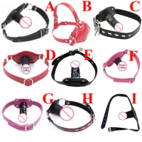 Silicone Penis Mouth Gag Dildo ,Leather Strap-on Gags Ball,Strapon Muzzle, BDSM Set, Sex Toys For Couples
