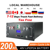 LiFePO4 48V 200Ah Battery Pack 51.2V 100Ah 120Ah 50Ah Lithium Battery 6000+ Cycles for Home RV Solar Off-Grid 48V LiFePO4 NO Tax