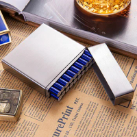 Men's Business Cigarette Case Metal Silver Stainless Steel Cigarette Box Holder Smoking Tobacco Accessories Man Gift