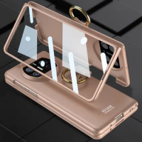 Armor Shockproof Ring Holder Case For Huawei Mate X3 Tempered Glass Film Protective Plastic Hard Cover For Huawei Mate X3 Case