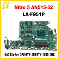 DH5VF LA-F951P LA-F952P for Acer Nitro AN515-52 laptop motherboard with i5-8300H i7-8750H CPU GTX1050 1050TI 4G GPU DDR4 tested