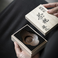 藏苑 日式海棠純銅杯墊 復古杯托茶托茶道配件五入木盒裝功夫茶具