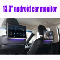 Android 32GB Car Headrest Monitor With 13.3" 2.5D Display With 1920*1080 HD 4K Netflix FM Bluetooth Rear Seat Entertainment