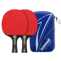 2PCS Table Tennis Racket Set with Bag Long / Short Handle Ping Pong Racket For Ping Pong Paddles Indoor Outdoor Training Rackets