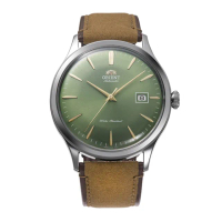 【ORIENT 東方錶】DATE II 日期顯示機械錶 皮帶款 RA-AC0P01E 綠色 - 42.0mm