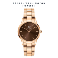 Daniel Wellington DW 手錶 Iconic Link Amber 32mm 琥珀棕精鋼錶-特調玫瑰金-咖錶盤 DW00100462
