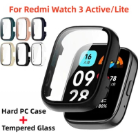 Hard PC Case For Redmi Watch 3 Active Lite Full Cover Watch Bumper Tempered Glass Screen Protector For Redmi Watch3 Active Shell