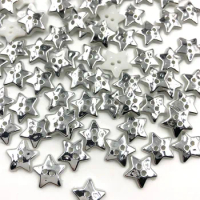 50/100PCS 12MM Silver Star 2 Holes Plastic Buttons Children's Apparel Sewing Accessories DIY Scrapbooking Crafts PT301