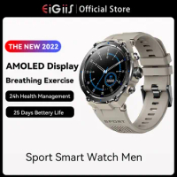 EIGIIS Smart Watch Men Bluetooth Call AMOLED Display Blood Pressure Monitor Sport Fitness Tracker for Android Samsung Apple