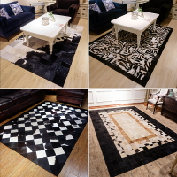 北歐現代牛皮地毯客廳地毯幾何沙發茶幾墊床邊毯臥室地毯滿鋪家用