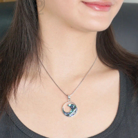 Liontin Wanita Perak Asli 925 Kerang Paua Abalone Ombak Waveo