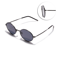 CARIN 復古歐美個性 細橢圓框型 太陽眼鏡 NewJeans代言/黑#LILY C1