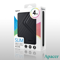 Apacer AC236 2.5吋 4TB 外接行動硬碟-黑