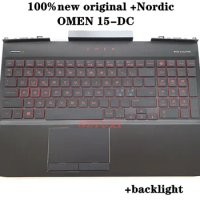 100%NEW Original Nordic For HP OMEN 15-DC Laptop Palmrest Upper Case Red Backlit Keyboard Touchpad