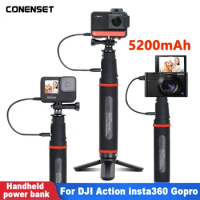 5200mAh Handheld Power Bank Rechargeable Stick Charging Grip For GoPro 11 Insta360 ONE X 2 3 RS DJI Action 3 Battery accessories