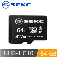 【SEKC】 MicroSDXC UHS-1 V10 A1 64GB記憶卡 附轉卡