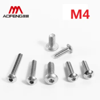 M4 304 Stainless Steel Hexagon Socket Button Head Screws M4*5 6 8 10 40 45 50mm ISO7380 Pan Head Full Thread