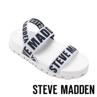 STEVE MADDEN-SWAGGY-SM 彈性帶字母平底涼鞋-白色