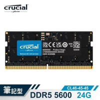 【速達】美光Micron Crucial DDR5 5600/24G 筆記型電腦記憶體(內建PMIC電源管理晶片/原生顆粒)