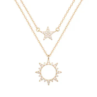 Star Sun Gold Layering Necklaces 925 Sterling Silver Delicate Gold Necklace