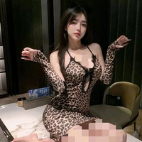 Mini Dress Motif Macan Leopard Set Sarung Tangan Sexy Kostum