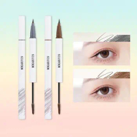 Black Brown Liquid Eyebrow Dye Cream Lying Silkworm Pen Waterproof Eyebrow Gel with Brush 2in1 Brow Shaping