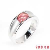 【寶石方塊】天然紅碧璽戒指-925銀飾-滿園春色