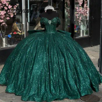 Green Mexican Quinceanera Dress 2024 Princess Ball Gown Birthday Sweet 16 Dress Ruffle Layers Vestidos De 15 Años Quinceañeras