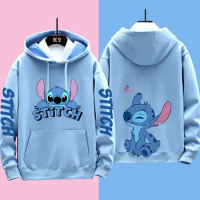 Stitch Angel Cartoon Couple Hoodies Spring and Autumn Fashion Anime Printed Sweater Couple Long-Sleeved Loose Top Birthday Gifts