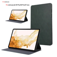 For Samsung Tab S9 Plus Case 12.4" Trifold Magnetic Leather Stand Hard Smart Cover For Galaxy Tab S9 Plus S8 S7 Case Funda