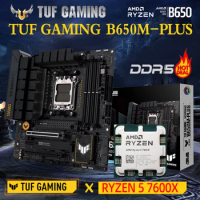 ASUS TUF GAMING B650M PLUS DDR5 Mainboard Socket AM5 Kit Ryzen R5 7600X CPU AMD 7000 M.2 SATA Support D5 EXPO Memroy 6400MT/s+OC